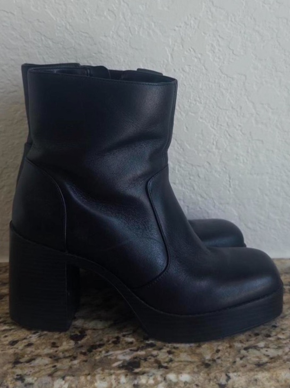 Gianni Bini Black Platform Ankle Boots with Block Heel